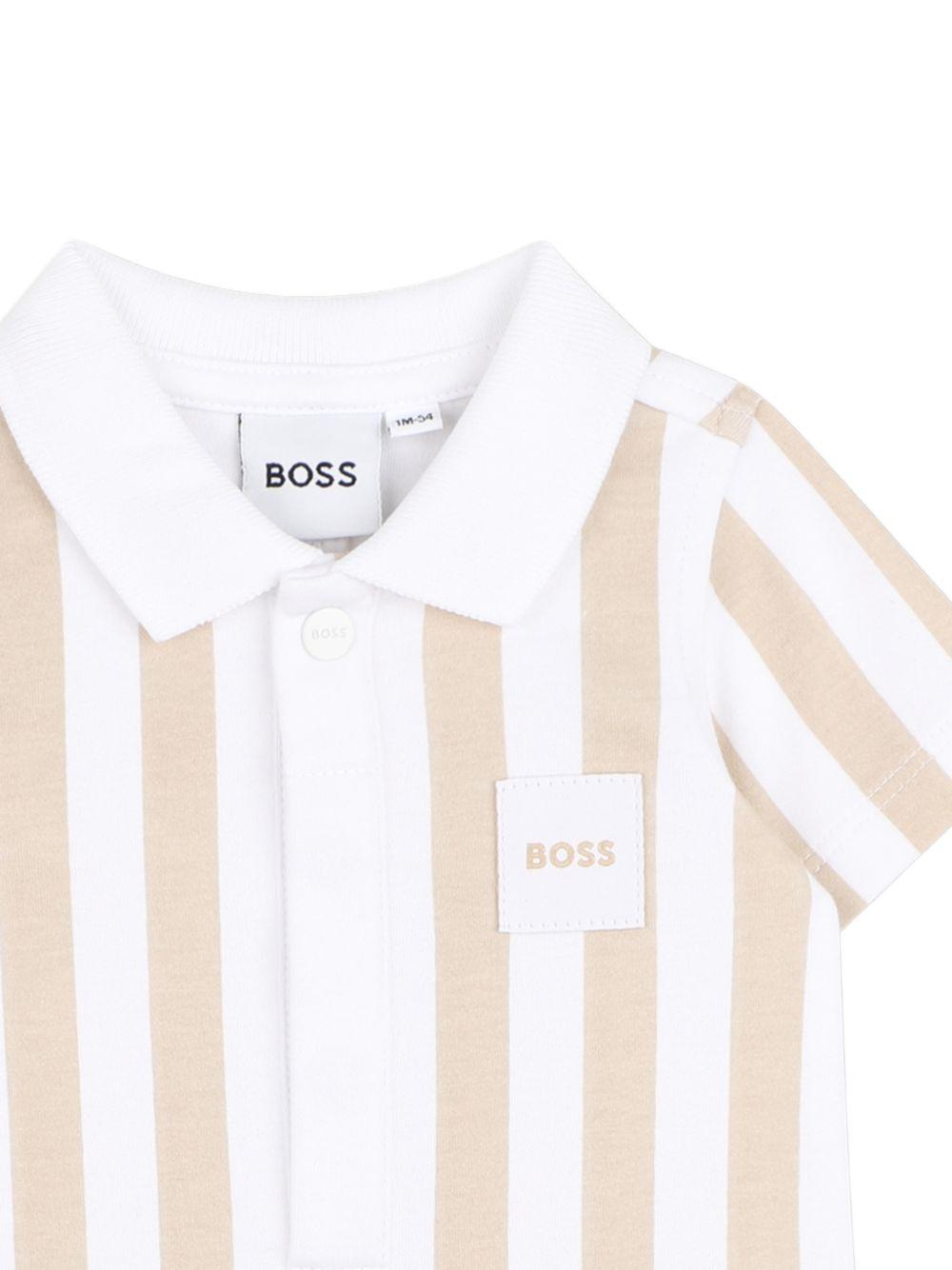Tutina per neonato Boss Kids beige con motivo a righe verticali J53032 249 BOSS KIDS 