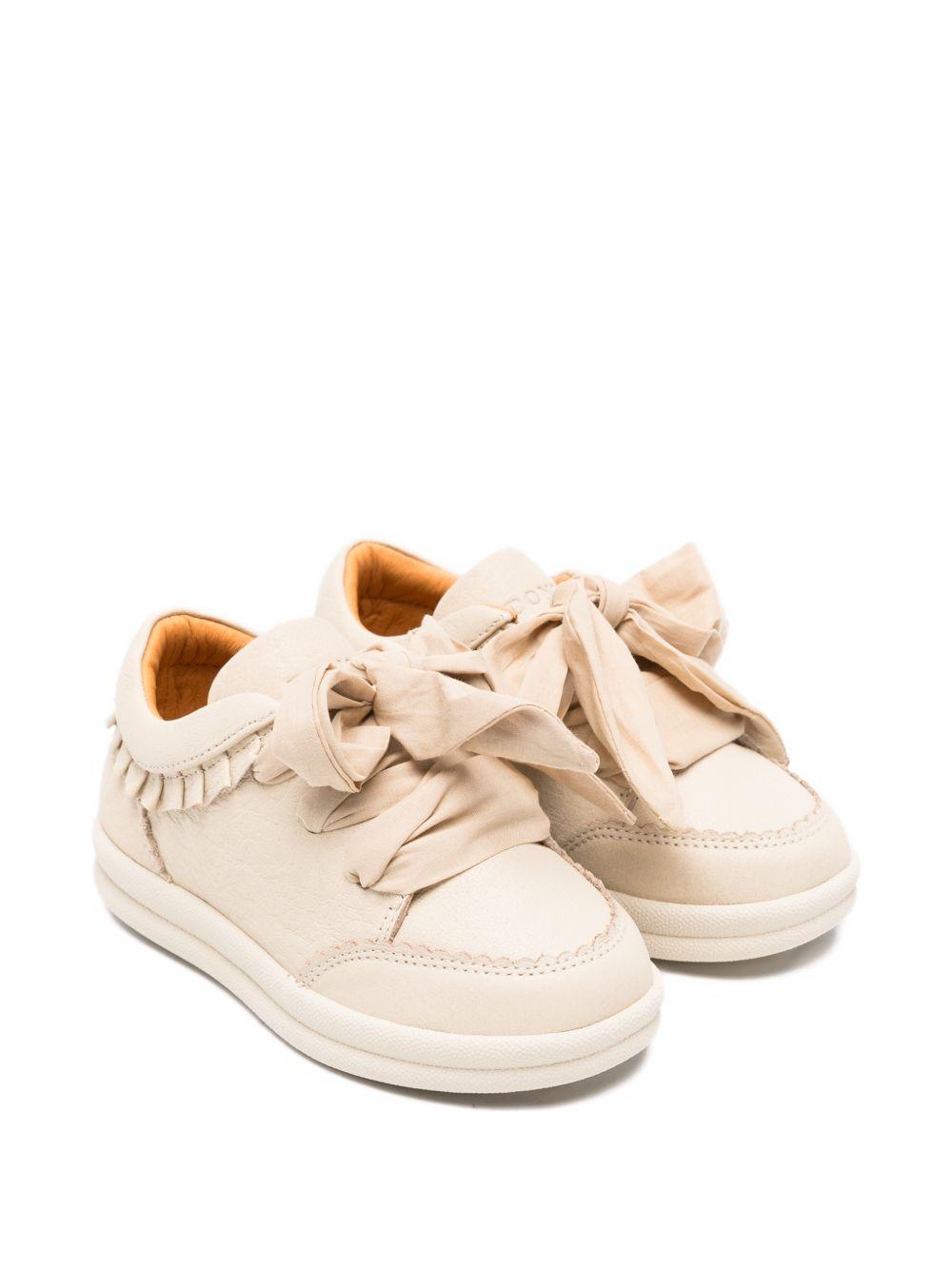 Sneakers per bambina Donsje Lexley beige con volant 2029000 CL044 DONSJE 