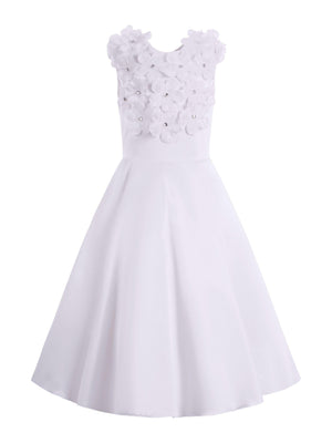 Monnalisa white dress for girls with floral detail