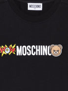T-shirt per bambini Moschino Kids nera con logo sul davanti HUM05QLAA24 60100 MOSCHINO KIDS 