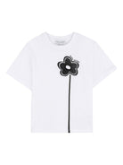 T-shirt per bambina The Marc Jacobs Kids bianca con applicazione a fiore W60735 10P THE MARC JACOBS KIDS 