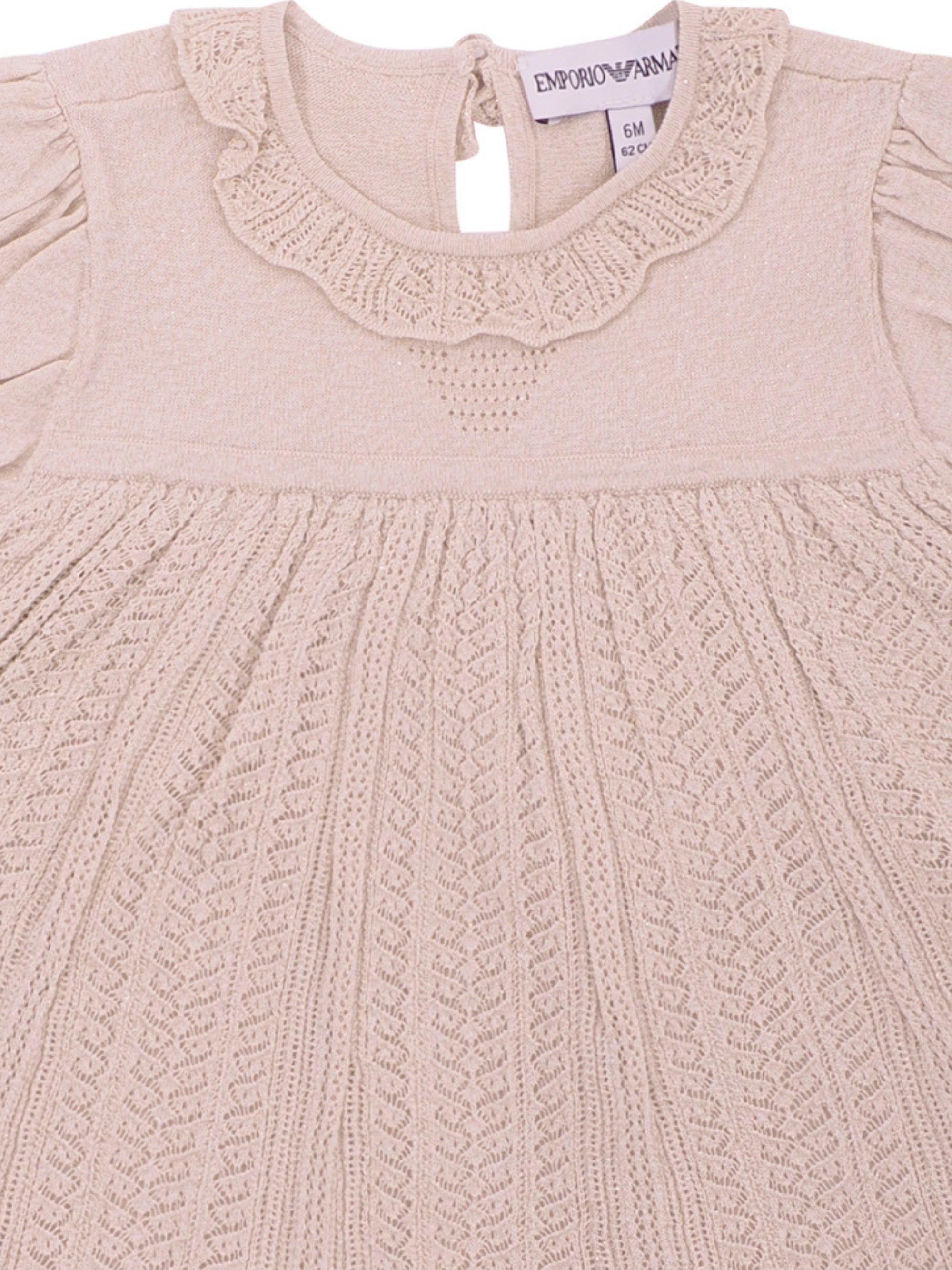 Abito per neonata Emporio Armani Kids beige con dettagli in pizzo EG000779 AF22791 U0007 EMPORIO ARMANI KIDS 