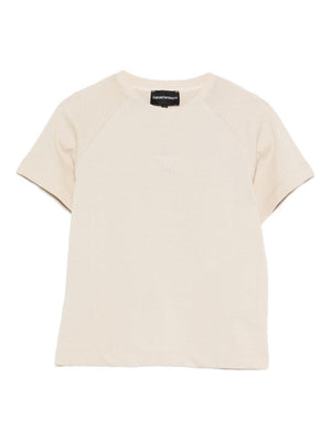 T-shirt per bambino Emporio Armani Kids beige con maniche raglan