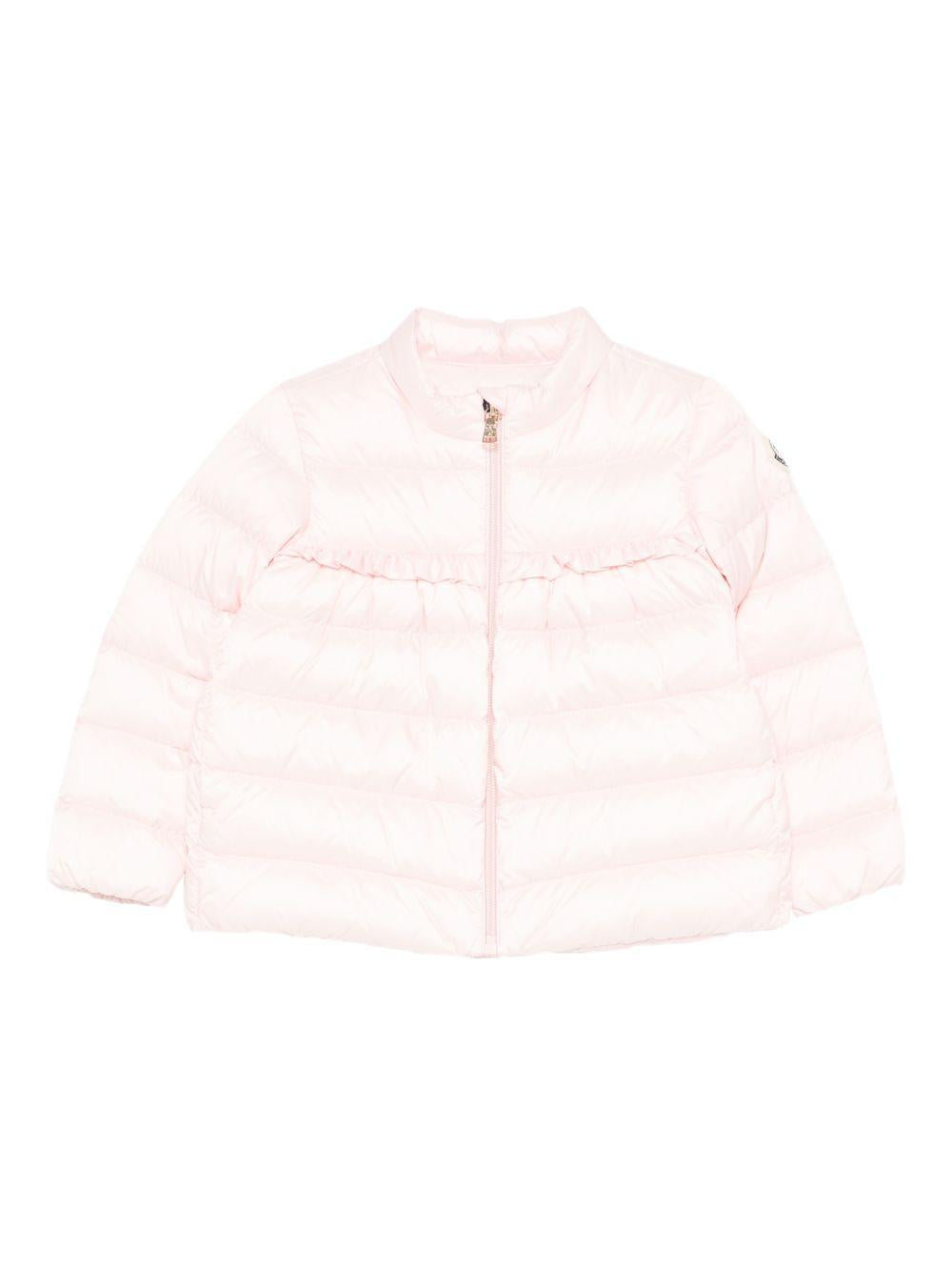 Piumino Nazife per neonata Moncler Enfant rosa con finiture con ruches L19511A00008597YF 503 MONCLER ENFANT 