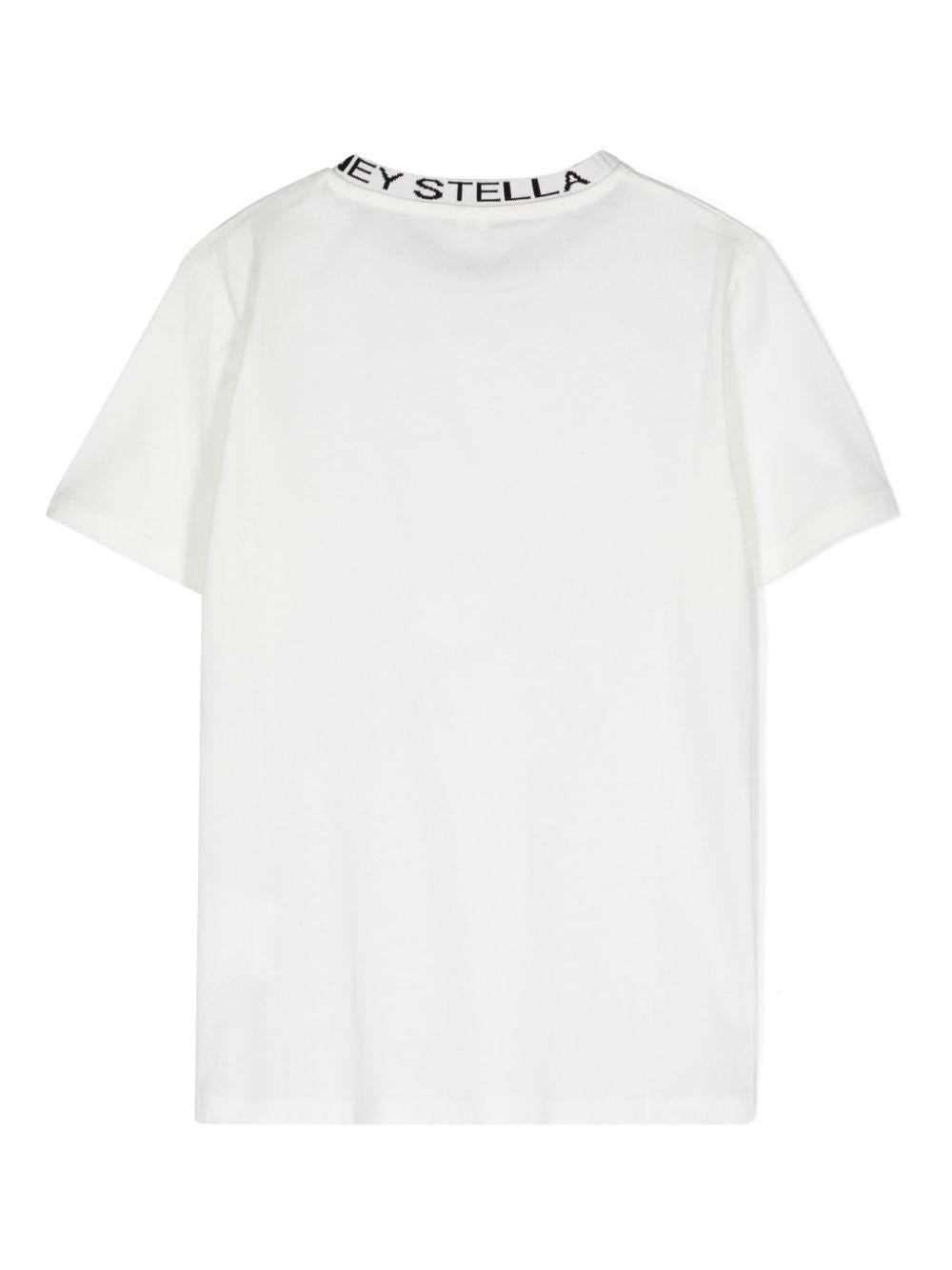 T-shirt per bambina Stella McCartney Kids bianca con logo sul davanti TV8P71 Z0434 101 STELLA McCARTNEY KIDS 