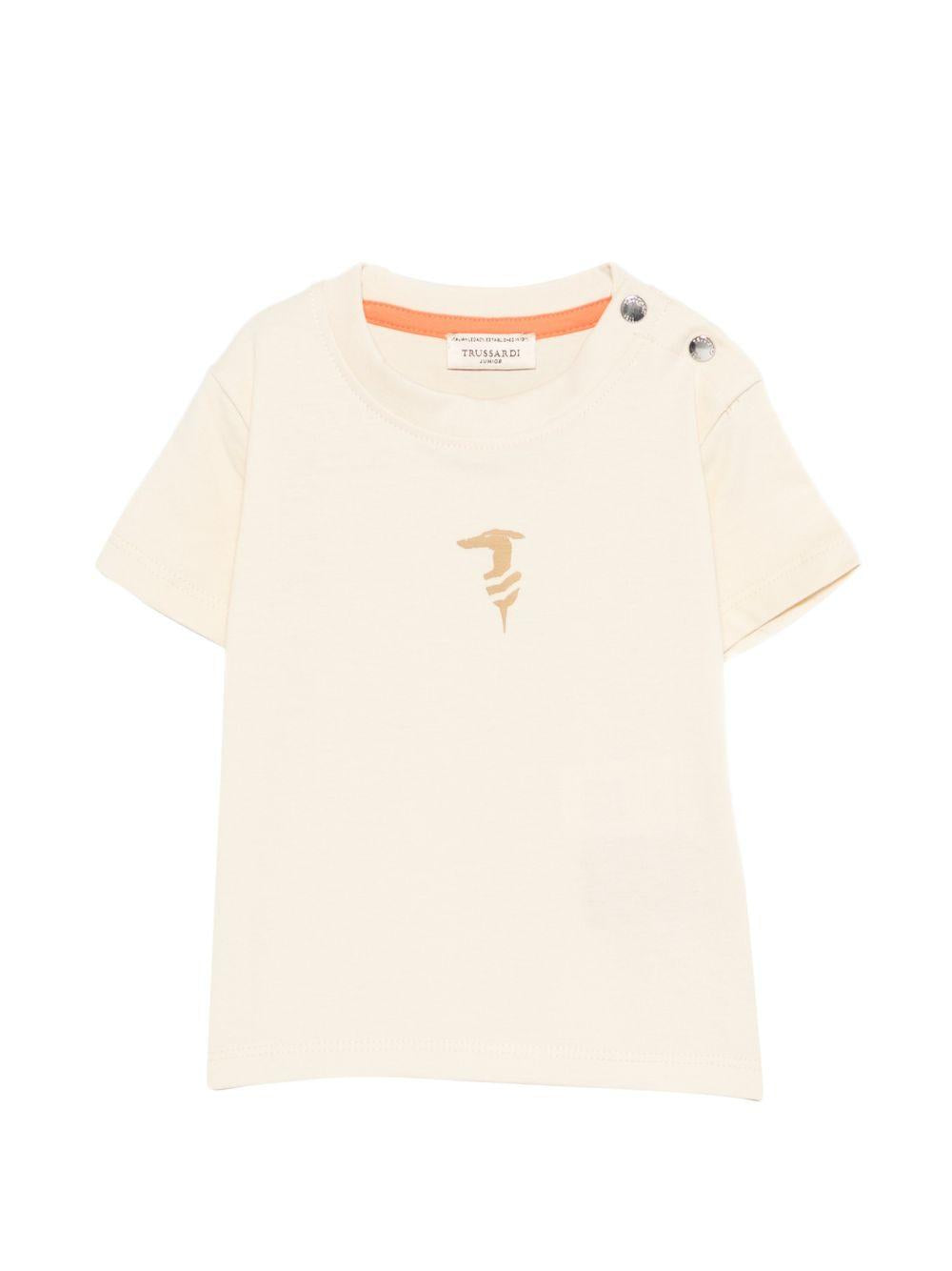 T-shirt per neonato Trussardi Junior beige con logo sul davanti TIP26048TS BEIGE N.E. TRUSSARDI JUNIOR 