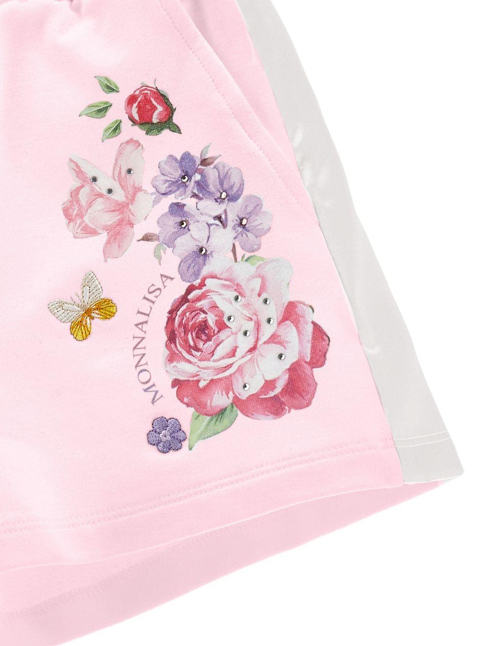 Shorts per bambina Monnalisa rosa con stampa a fiori 19G403 7007 9099 MONNALISA 