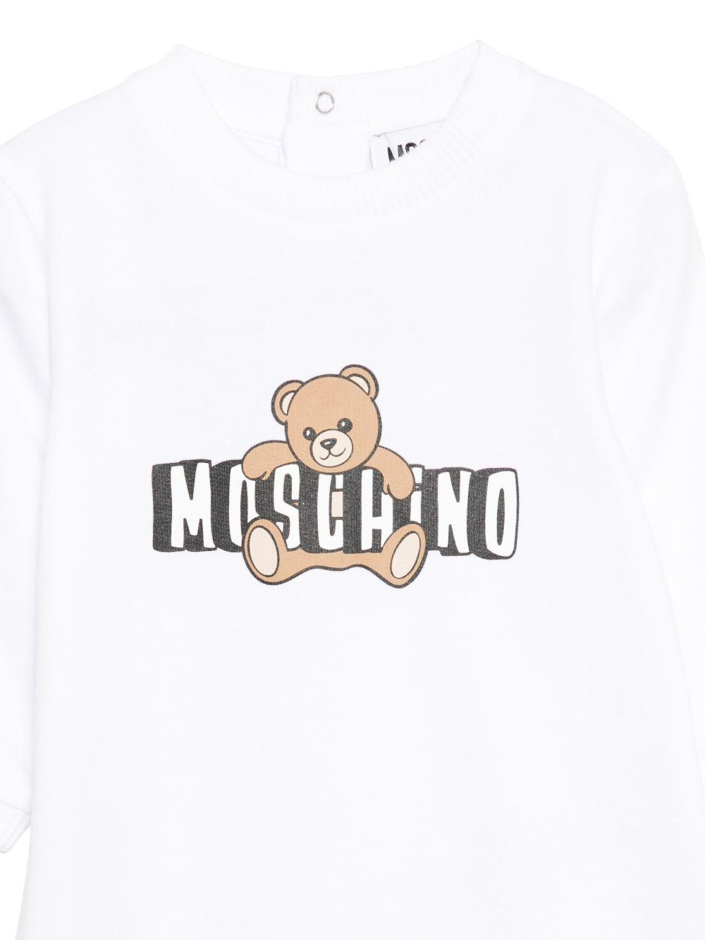 Tutina per neonato Moschino Kids bianco con stampa grafica orsetto MUT04PLCA19 10101 MOSCHINO KIDS 