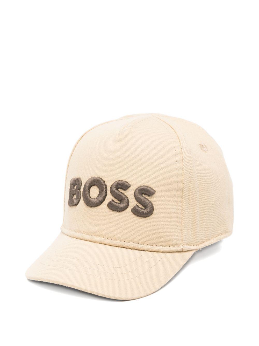 Cappello per neonato Boss Kids beige con logo sul davanti J53142 249 BOSS KIDS 