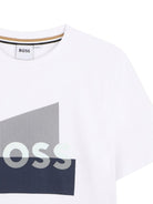 T-shirt per bambino Boss Kids bianco con stampa grafica J52978 10P BOSS KIDS 