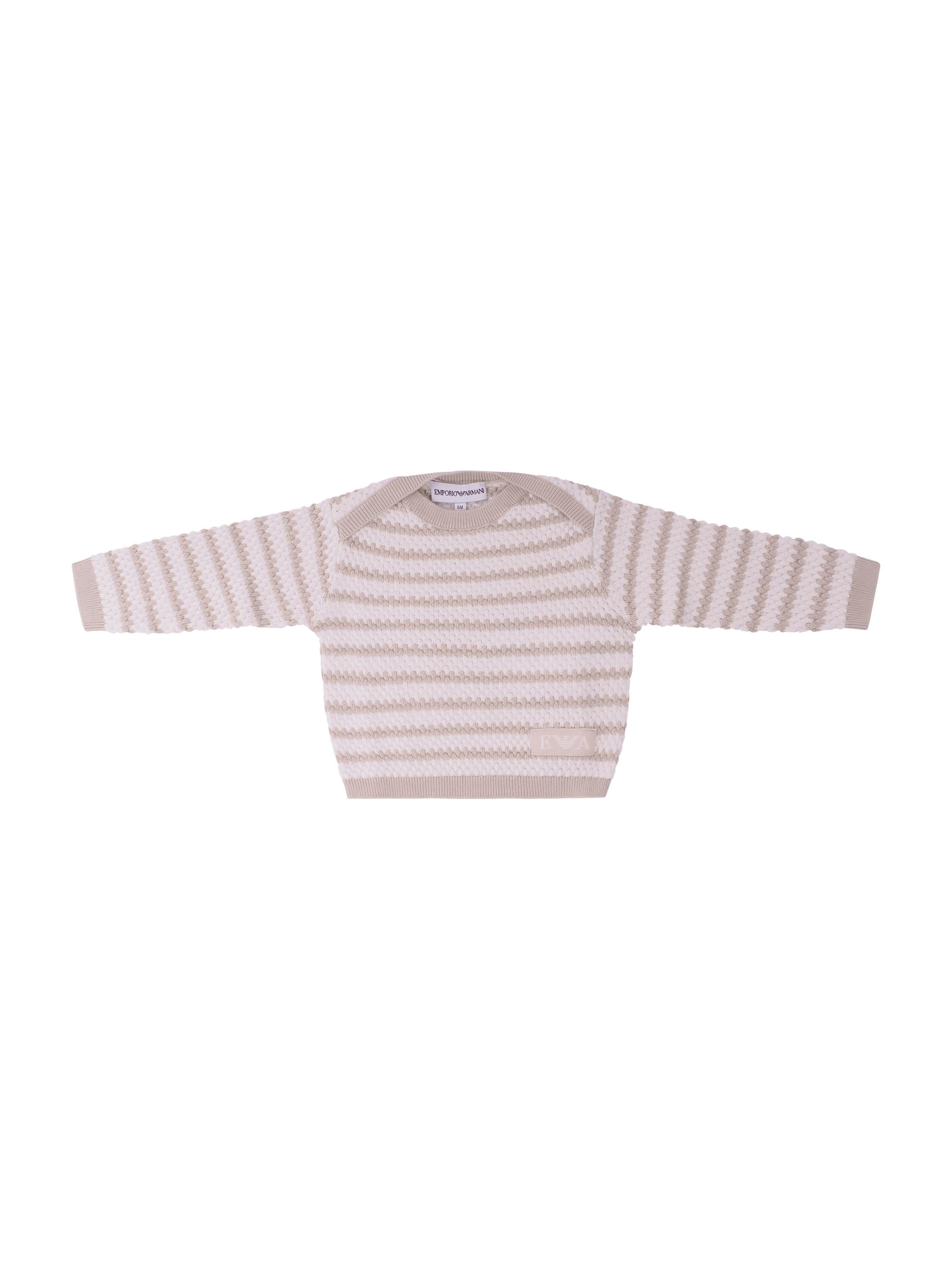 Maglione per neonato Emporio Armani Kids beige con motivo a righe EB001232 AF23409 M1013 EMPORIO ARMANI KIDS 