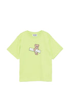 T-shirt per bambini Moschino Kids verde con stampa Teddy Bear sul davanti HYM03SLFA07 30355 MOSCHINO KIDS 