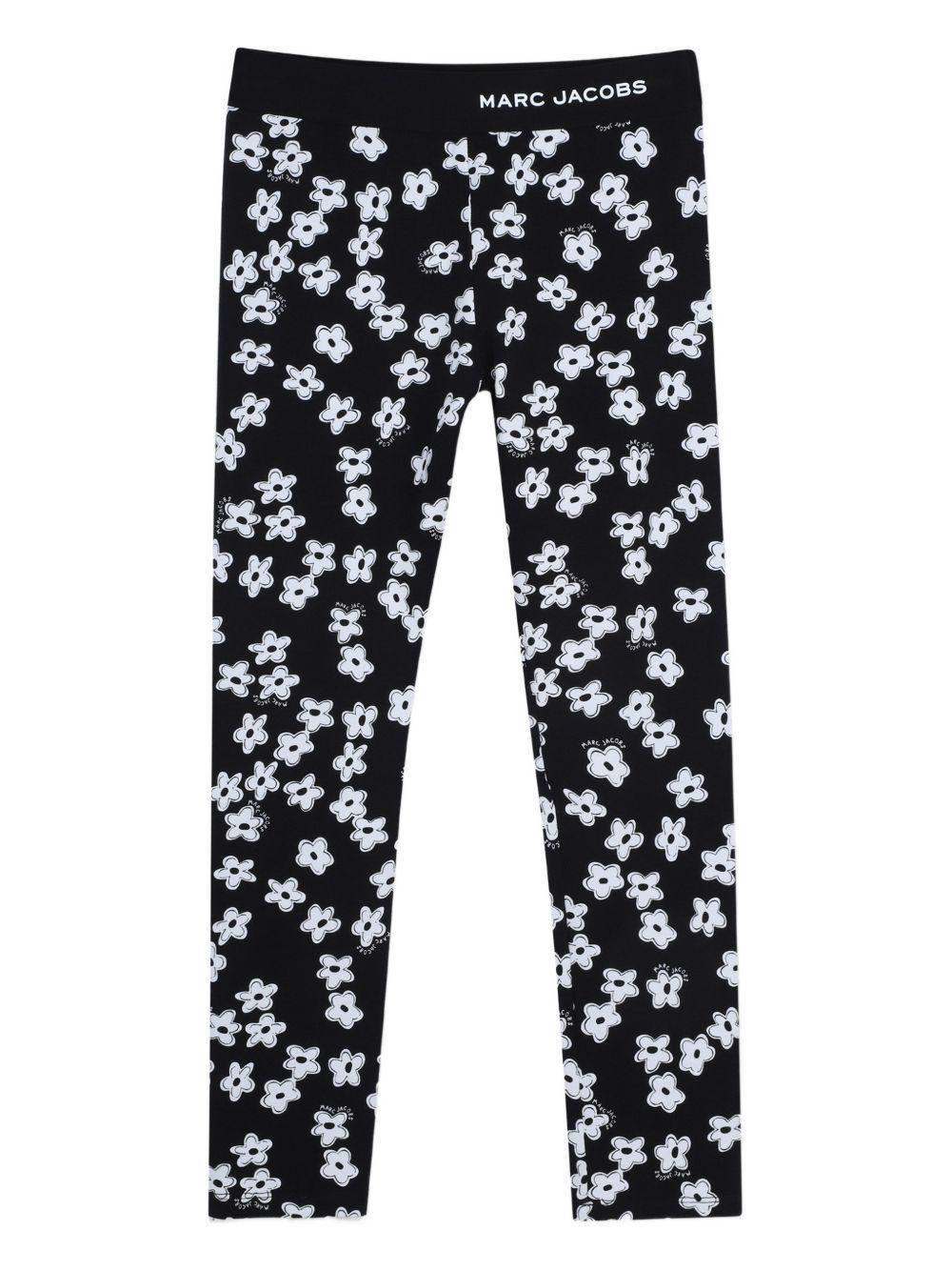 Leggins per bambina The Marc Jacobs Kids neri con stampa a fiori all-over W60730 09B THE MARC JACOBS KIDS 