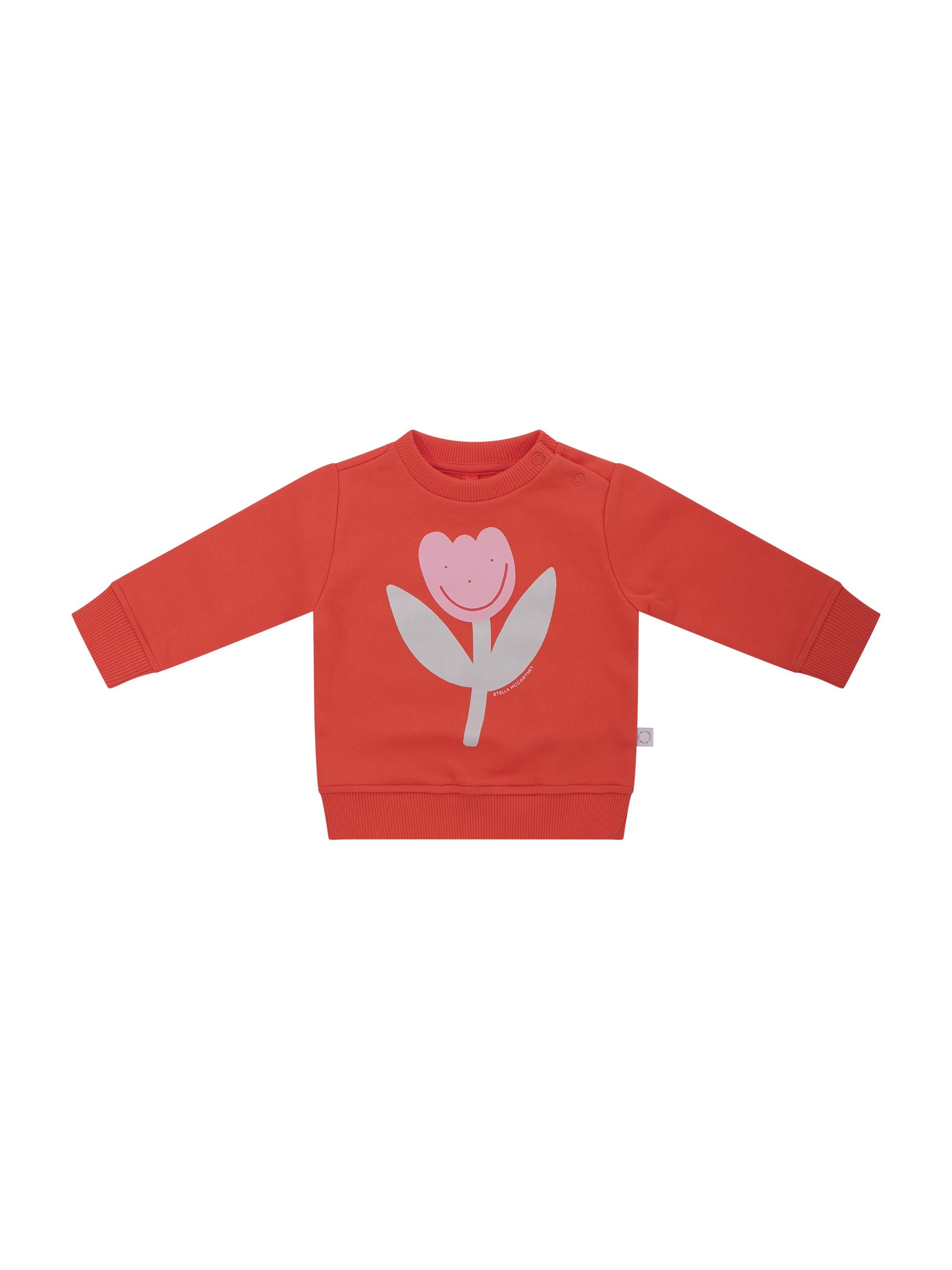 Felpa per bambina Stella McCartney Kids rossa con stampa fiore sul davanti TY4080 Z0499 426 STELLA McCARTNEY KIDS 