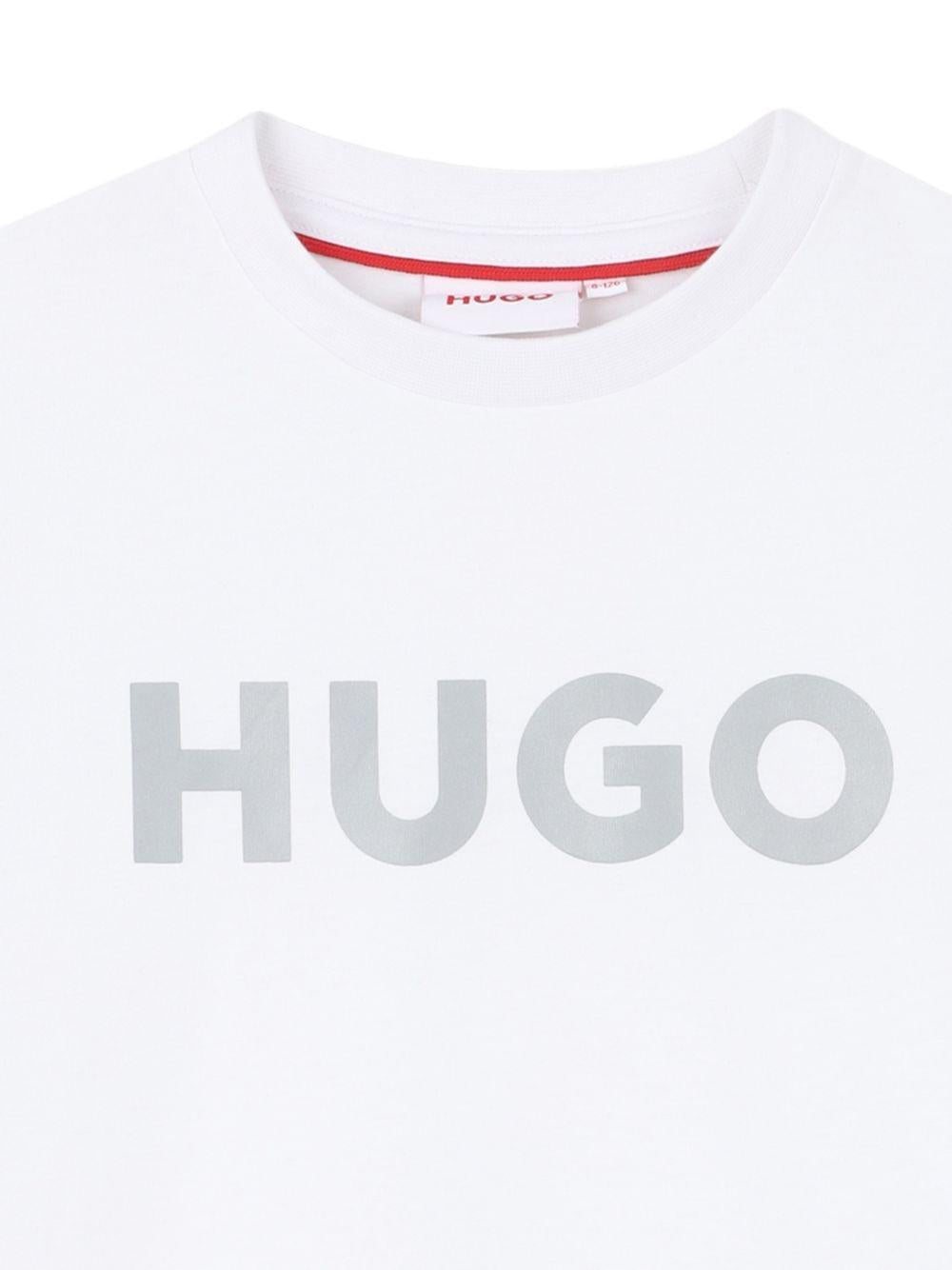T-shirt per bambino Hugo Kids bianca con logo a contrasto G01016 10P Hugo 