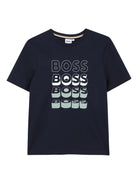 T-shirt per bambino Boss Kids blu con stampa grafica J52982 849 BOSS KIDS 