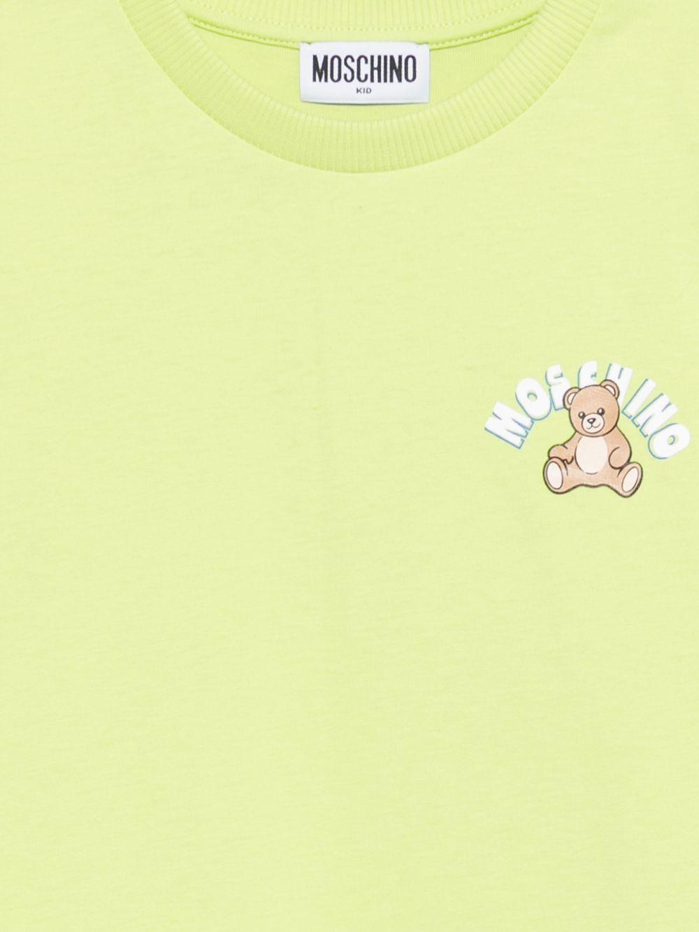 T-shirt per bambini Moschino Kids verde con stampa Teddy Bear HWM058LAA01 30355 MOSCHINO KIDS 