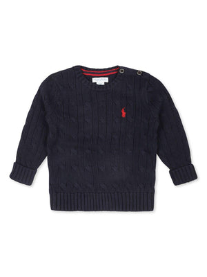 Maglione Polo Pony per neonato Polo Ralph Lauren Kids blu con maglia intrecciata