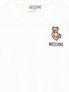 T-shirt per neonati Moschino Kids bianca con ricamo orsetto MUM04TLAA02 10063 MOSCHINO KIDS 