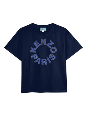 T-shirt per bambino Kenzo Kids blu con stampa logo