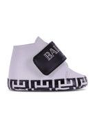 Scarpine primi passi per neonati Balmain Kids bianco e nere con cinturino con logo BY0546 Y0051 100NE BALMAIN KIDS 