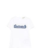 T-shirt per neonato Trussardi Junior bianca con logo blu sul davanti TIP26124TS WHITE TRUSSARDI JUNIOR 