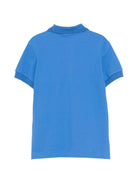T-shirt per bambino Moschino Kids azzurro con colletto stile polo HVM03YLFA08 40630 MOSCHINO KIDS 