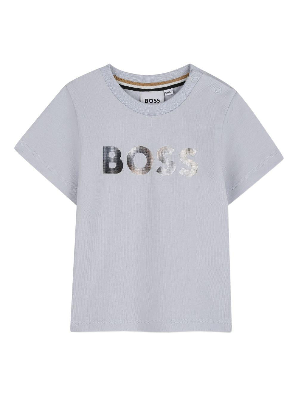 T-shirt per neonato Boss Kids grigia con stampa con logo J52887 78K BOSS KIDS 