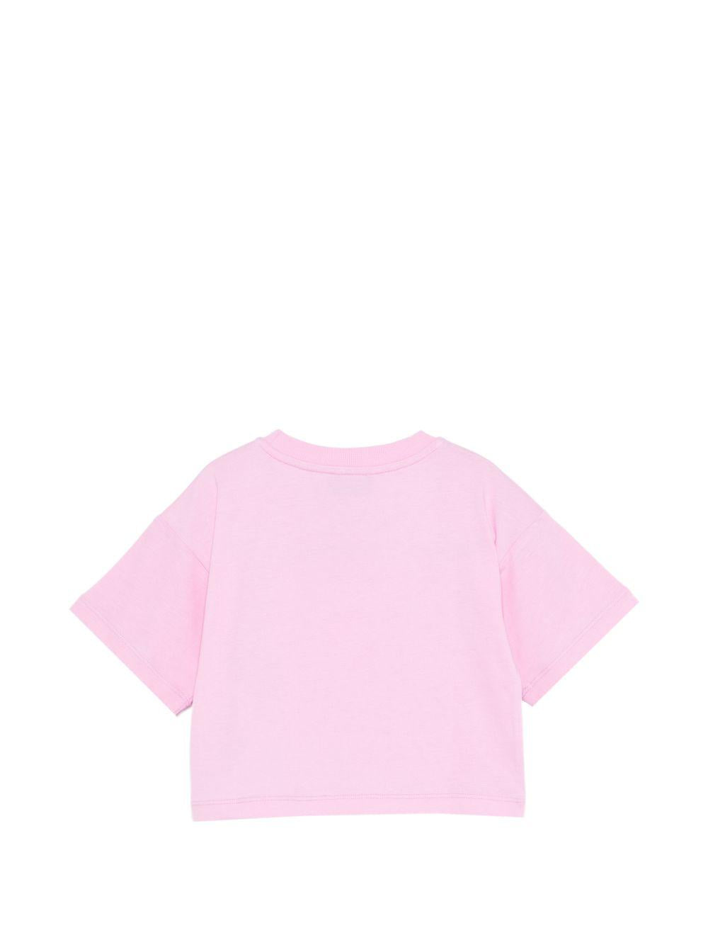 T-shirt per bambina Moschino Kids rosa con stampa ciliegie HDM075LAA02 51473 MOSCHINO KIDS 