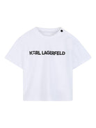 Set due pezzi per neonato Karl Lagerfiel Kids bianco con stampa logo sul davanti Z31067 10P KARL LAGERFELD KIDS 