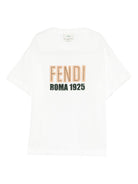 T-shirt per bambino Fendi Kids bianca con logo sul davanti JUI204 7AJ F1PCP FENDI KIDS 