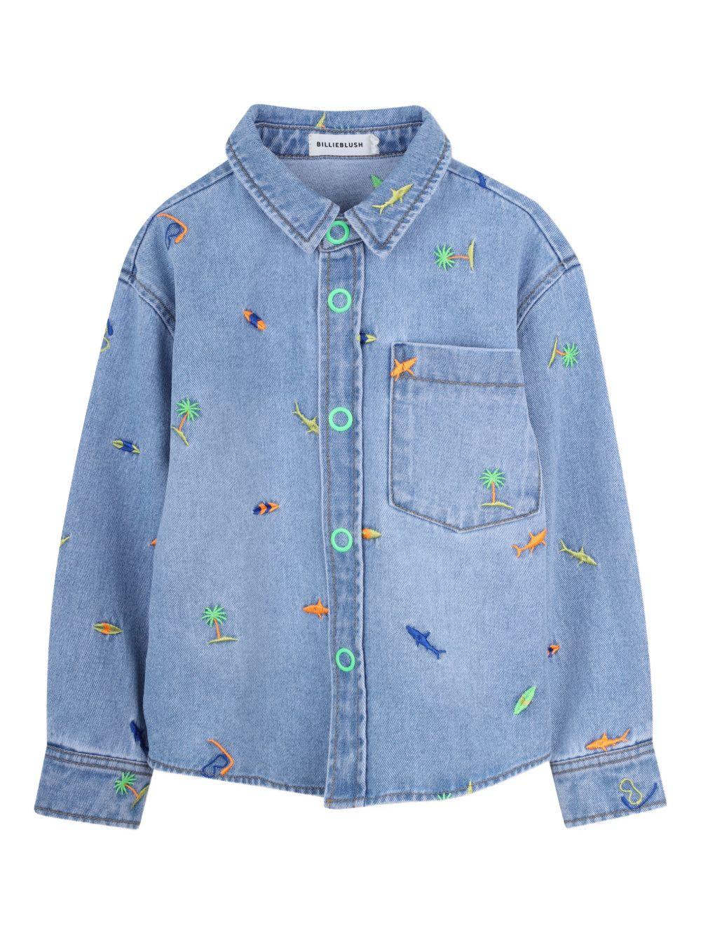 Camicia per bambino Billieblush denim con decorazione in ricamo U22185 Z18 BILLIEBLUSH 