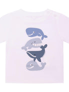 T-shirt da neonato Stella McCartney Kids bianca con stampa grafica balena TY8570 Z0434 100 STELLA McCARTNEY KIDS 