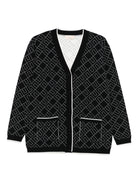 Cardigan per bambina Elisabetta Franchi La Mia Bambina nero con motivo logo all-over EFMA182CFL229 D748 ElISABETTA FRANCHI 