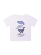 T-shirt da neonato Stella McCartney Kids bianca con stampa grafica balena TY8570 Z0434 100 STELLA McCARTNEY KIDS 