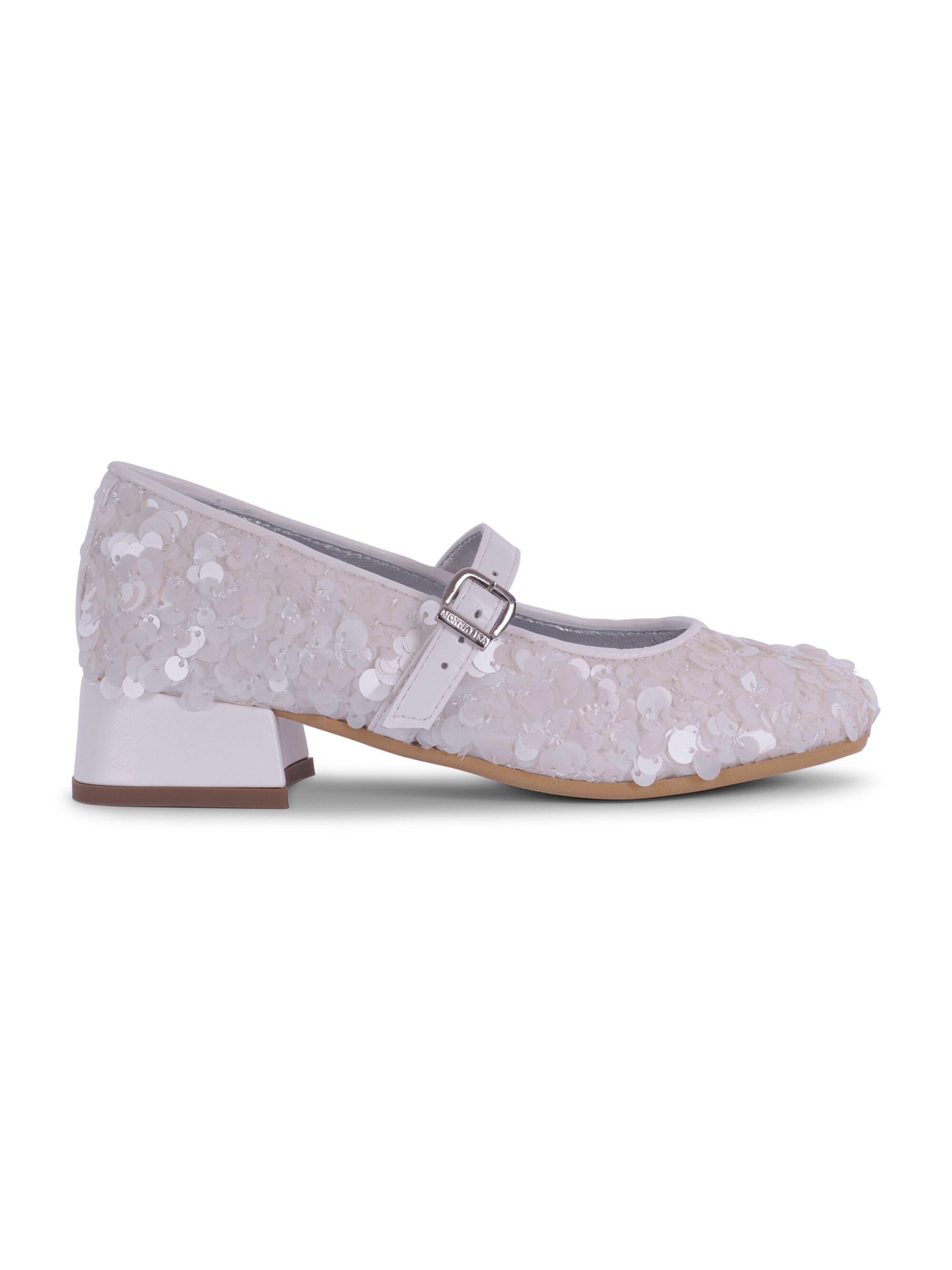 Ballerine per bambina Monnalisa bianche con decorazione in strass 87G007 7716 0001 MONNALISA 