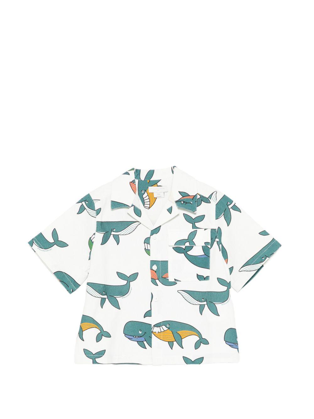 Camicia per bambino Stella McCartney Kids bianca con stampa balene TY5P71 Z3553 101MC STELLA McCARTNEY KIDS 