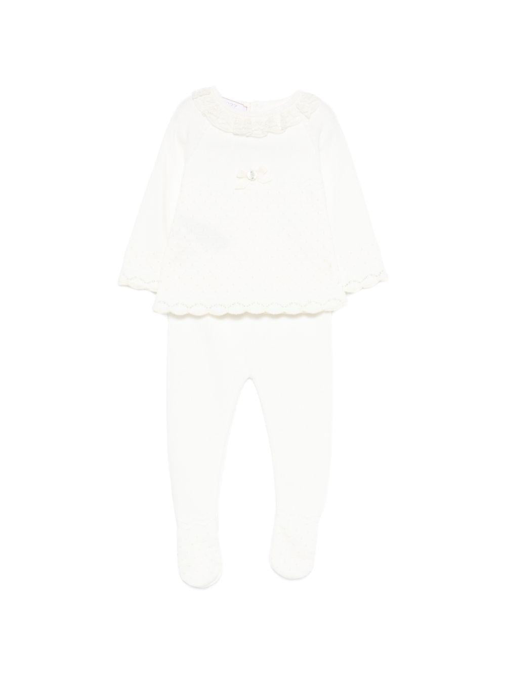 Set maglia con pantaloni per neonata Paz Rodriguez avorio con finitura in pizzo 103-123230 6062 PaZ RODRIGUEZ 