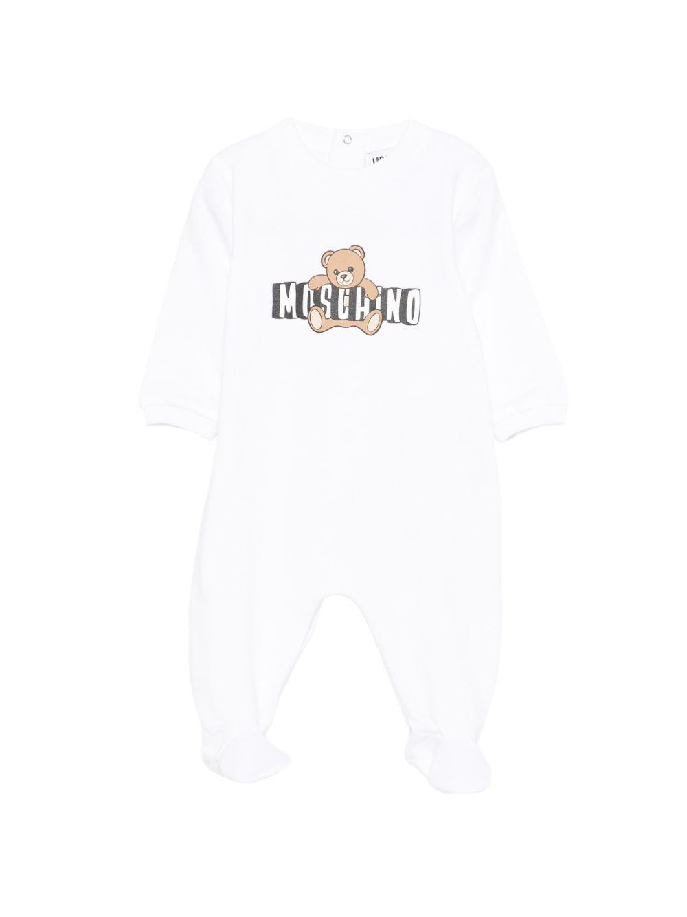 Tutina per neonato Moschino Kids bianco con stampa grafica orsetto MUT04PLCA19 10101 MOSCHINO KIDS 