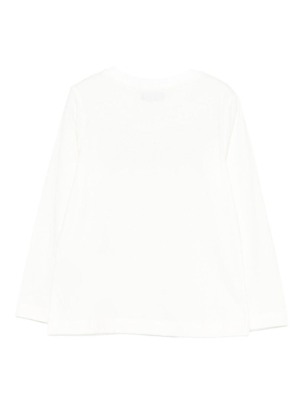 T-shirt per bambino Moschino Kids bianco con stampa logo HUO00YLAA10 10063 MOSCHINO KIDS 