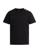 T-shirt per bambino Balmain Kids nera con logo sul davanti BY8Q81 Z3672 930OR BALMAIN KIDS 