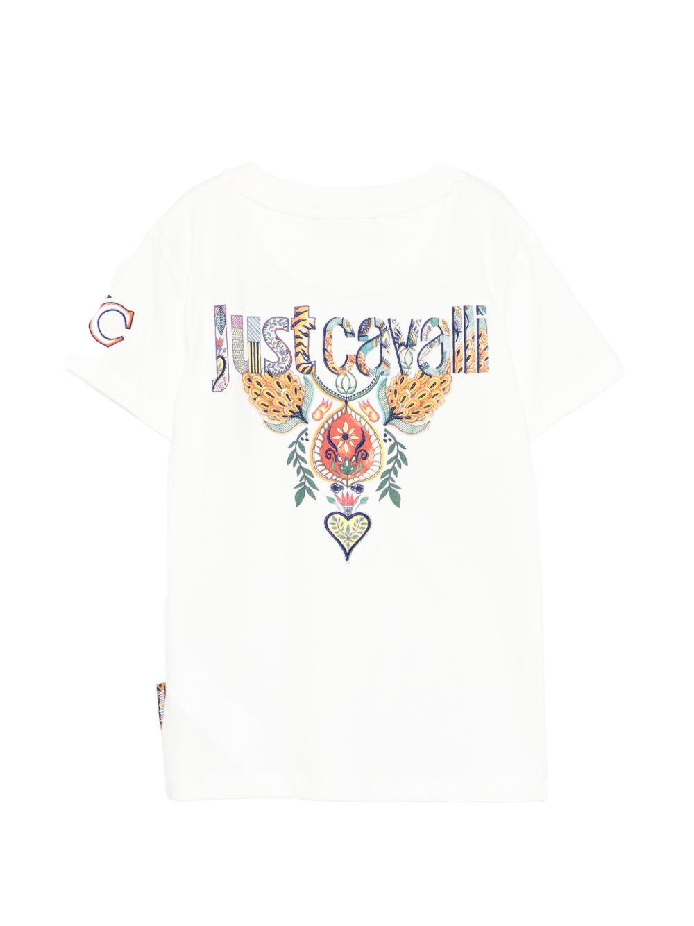 T-shirt per bambino Just Cavalli Kids bianca con dettaglio sole JBP26076TS PRISTINE JUST CAVALLI KIDS 