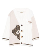 Cardigan per neonati Fendi Kids beige con ricamo orsetto BUG208 AVVX F1UCS FENDI KIDS 