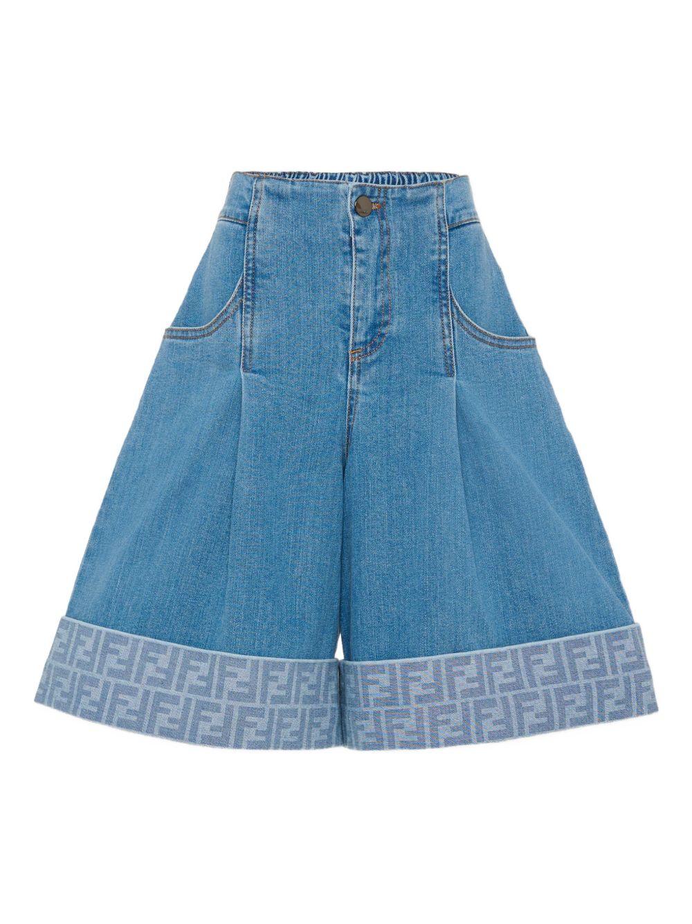 Shorts per bambina Fendi Kids denim con logo FF JFF389 AVVU F0QG0 FENDI KIDS 