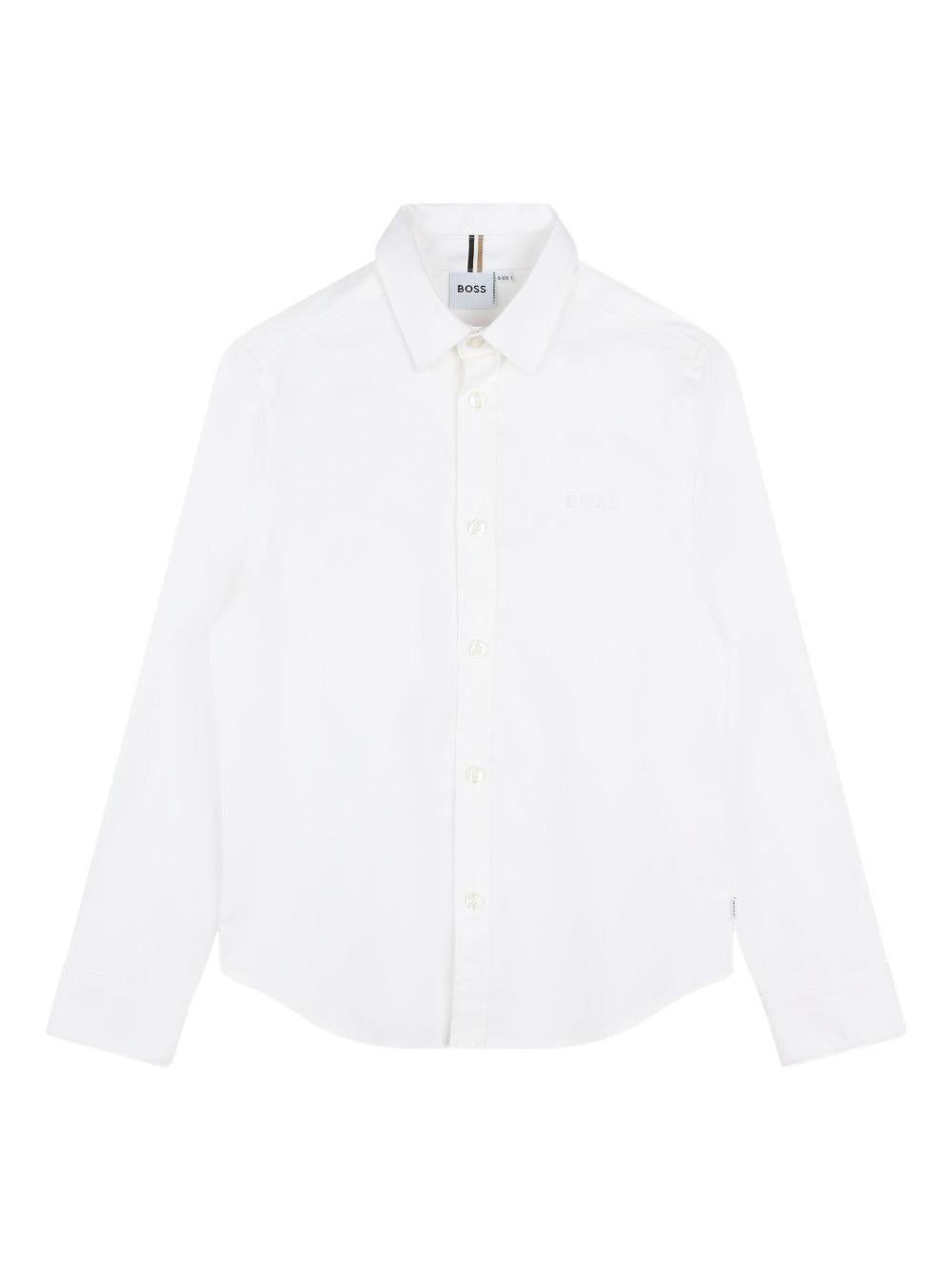 Camicia per bambino Boss Kids bianca con logo ricamato J52675 10P BOSS KIDS 
