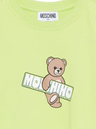 T-shirt per bambini Moschino Kids verde con stampa Teddy Bear sul davanti HYM03SLFA07 30355 MOSCHINO KIDS 