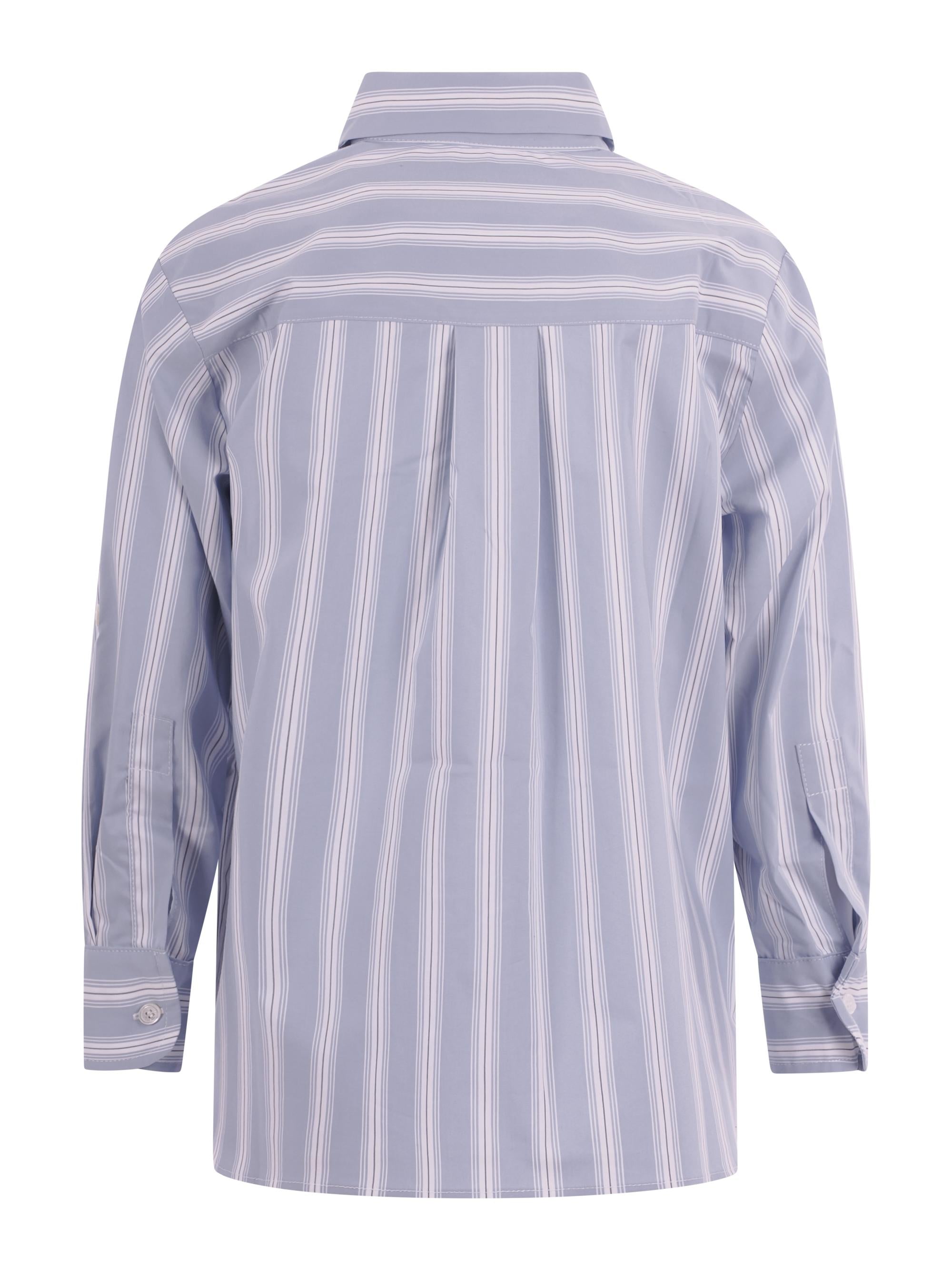 Camicia per bambino Balmain Kids azzurra con motivo a righe BY5P30 P0592 685BC BALMAIN KIDS 