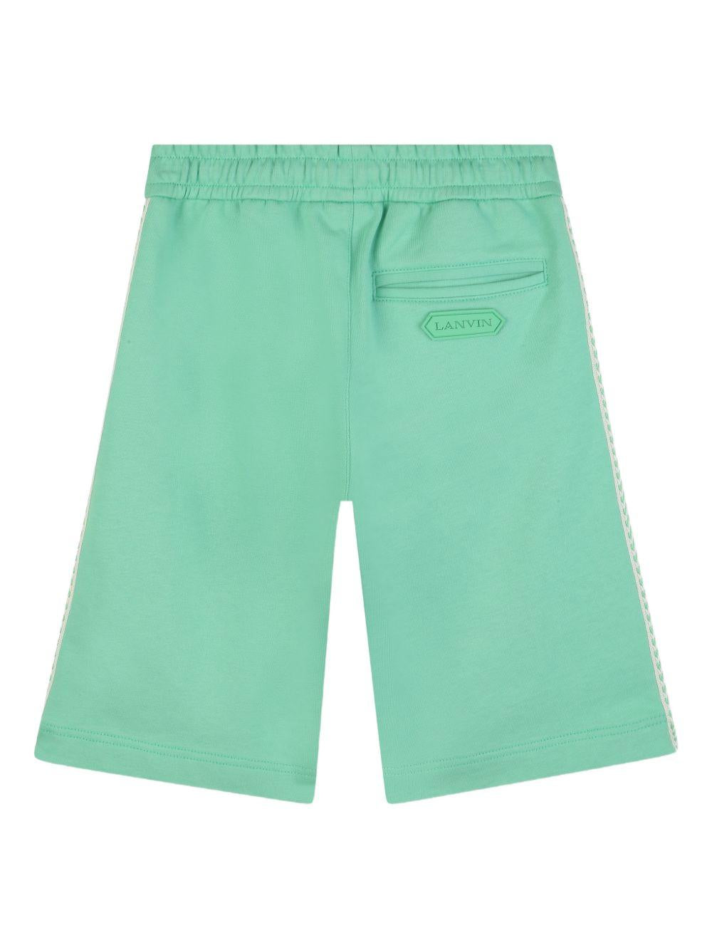 Shorts per bambino Lanvin Enfant verde con coulisse e logo N30378 68N LANVIN 