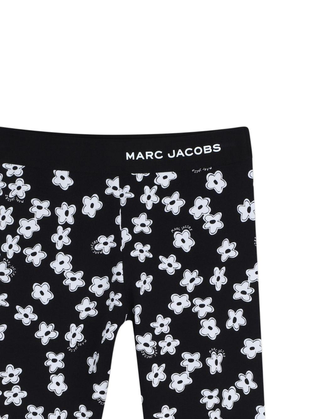 Leggins per bambina The Marc Jacobs Kids neri con stampa a fiori all-over W60730 09B THE MARC JACOBS KIDS 
