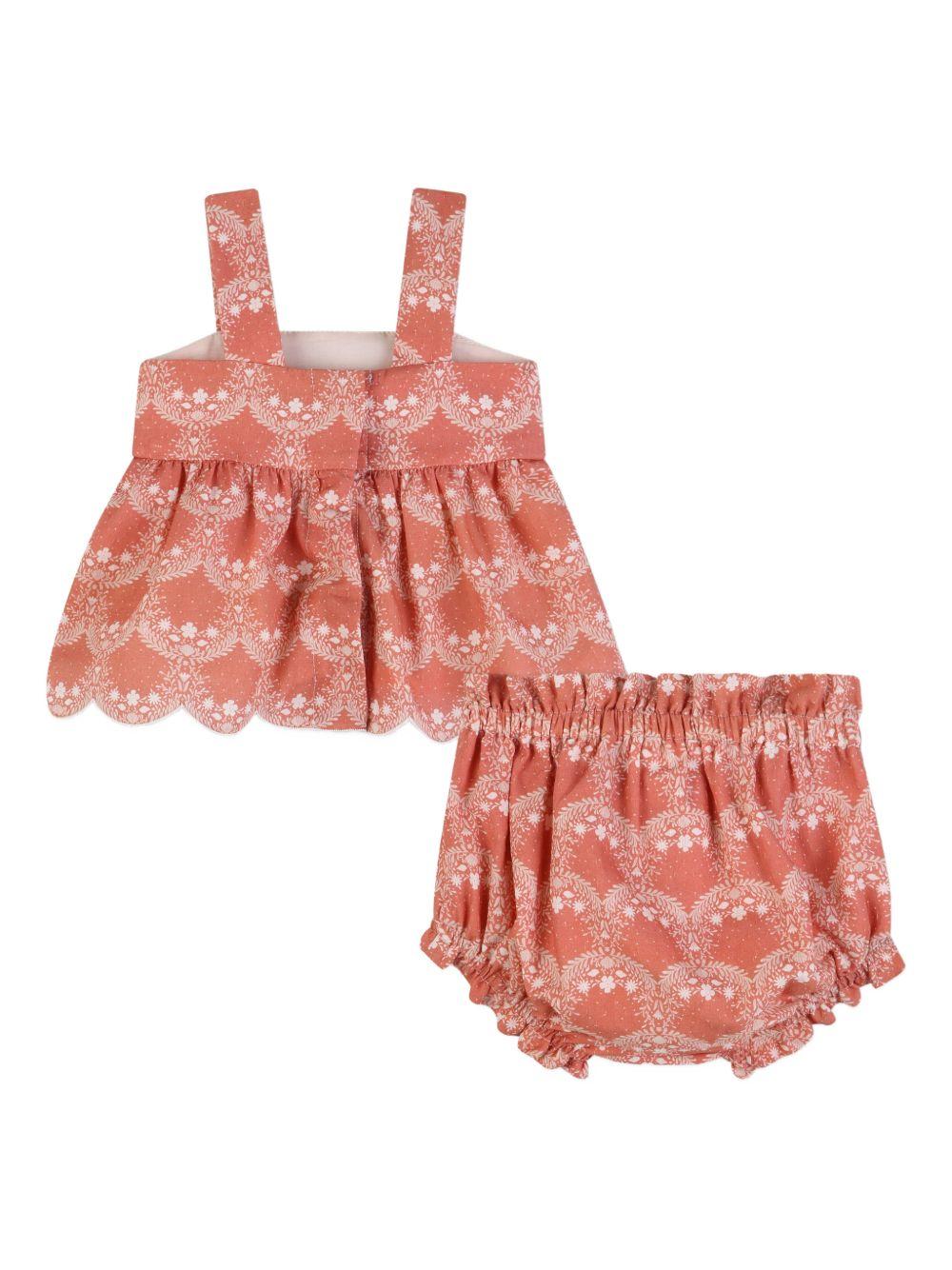 Set top e shorts per neonata Chloé Kids rosa a fiori C20921 45U CHLOE' KIDS 